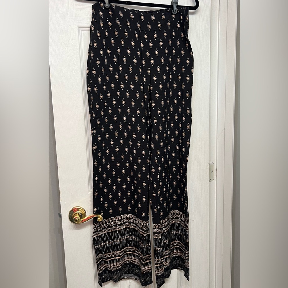 Elegant Black Patterned Women's Pants